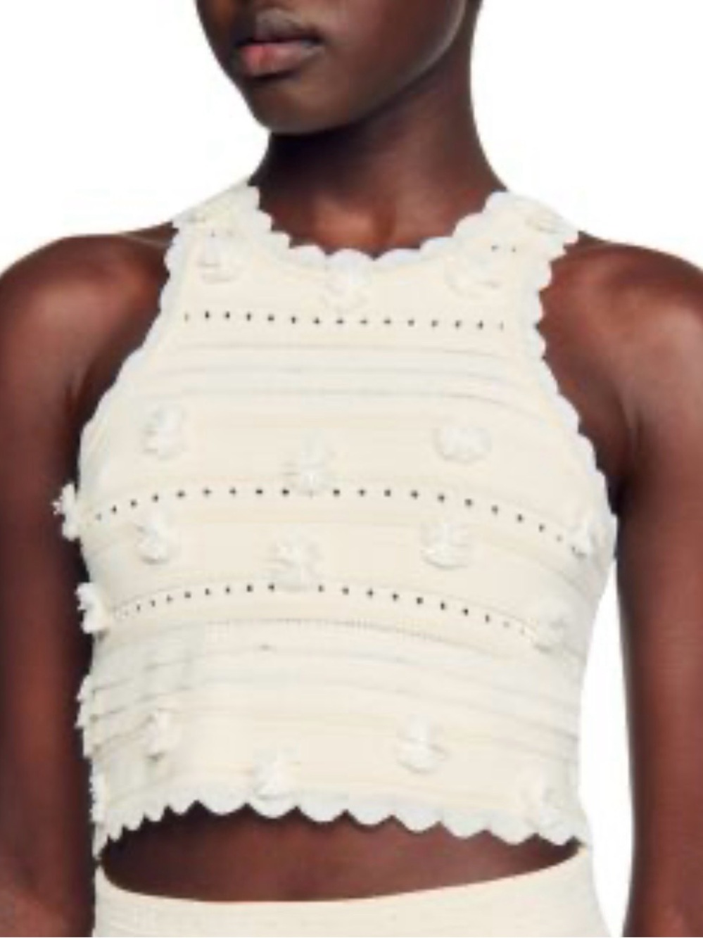 Sandro imán Women’s Cream Crochet Halter Crop Top